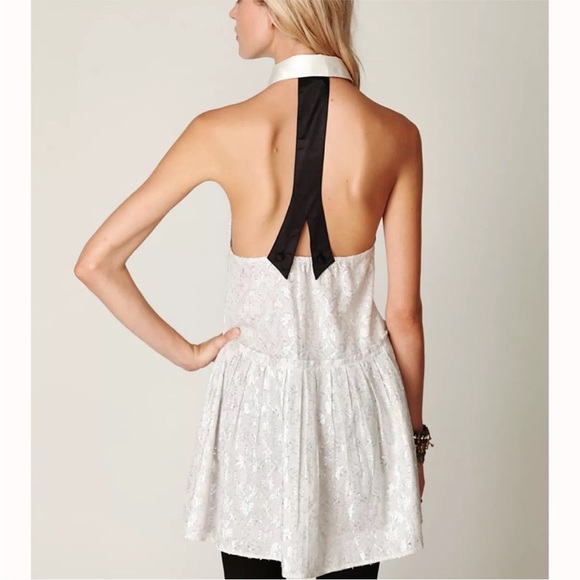 Free People New Romantics Tuxedo Halter Tunic Dress Size - M